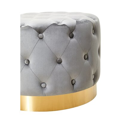 Flowmore grey velvet stool with matte gold finish metal base