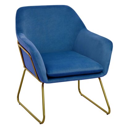 Greuana Midnight Blue Velvet Modern Accent Chair