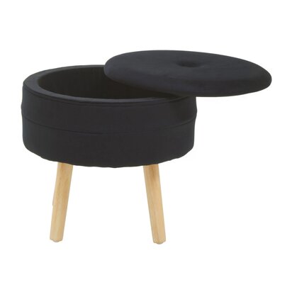 Ivy Black Velvet Round Storage Stool