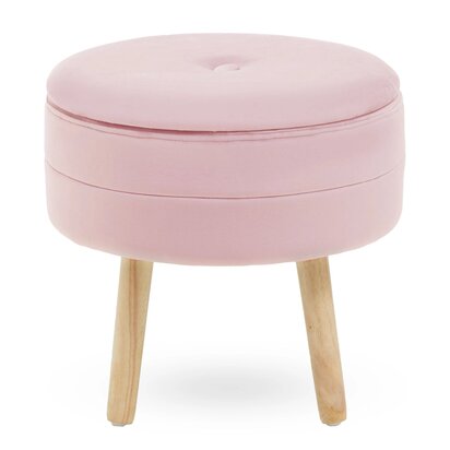 Ivy Pink Velvet Round Storage Stool