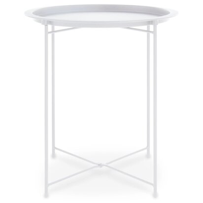 Acero White Metal Round Side Table