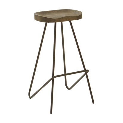District Wooden Top Bar Stool With Metal Legs