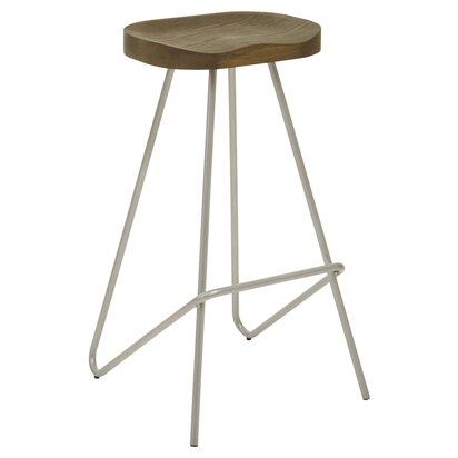 District Silver Metal Frame Bar Stool
