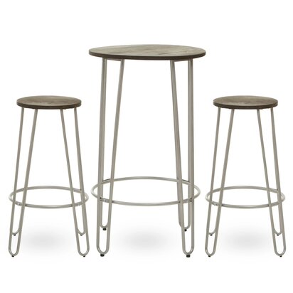 Calavale 3 Piece Silver Frame Bar Table Stool Set