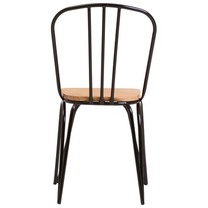 Calavale Dining Chair Elm Wood Seat With Black Finish Metal Frame