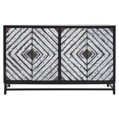 Grevia Black Rustic Chevron Four Door Sideboard