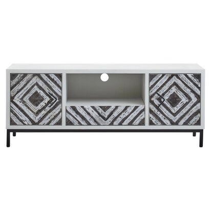 Grevia Rustic Chevron and White Frame Media Unit