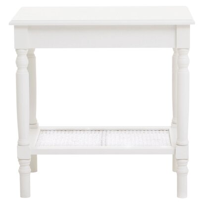 Noreton White Wooden Side Table with Lower Shelf