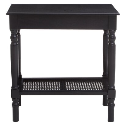 Noreton Black Wooden Side Table with Lower Shelf