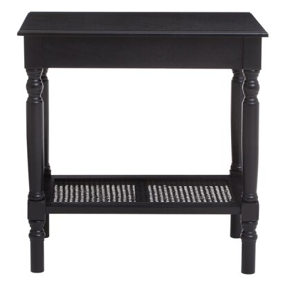 Noreton Black Wooden Side Table with Lower Shelf
