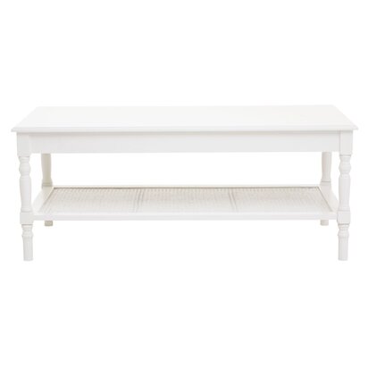 Noreton White Wooden Coffee Table with Lower Shelf