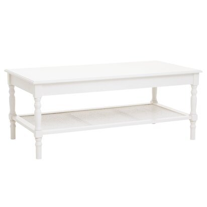 Noreton White Wooden Coffee Table with Lower Shelf