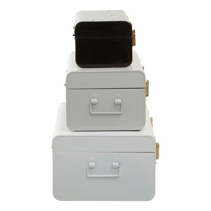 Norenelle Set of Three White Grey and Black Storage Trunks