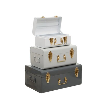 Norenelle Set of Three Assorted Grey Storage Trunks