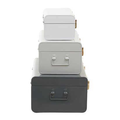 Norenelle Set of Three Assorted Grey Storage Trunks