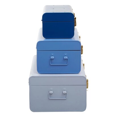 Norenelle Set of Three Assorted Blue Storage Trunks
