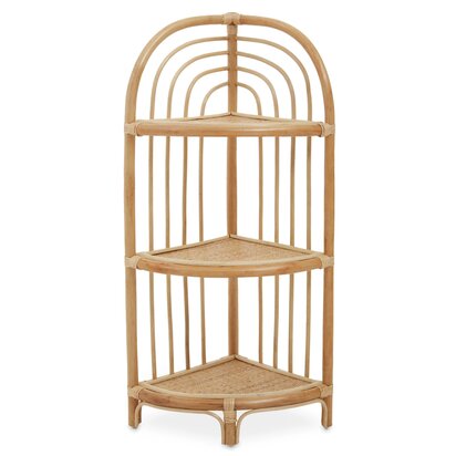 Mataram Three Tier Natural Rattan Corner Shelf Unit