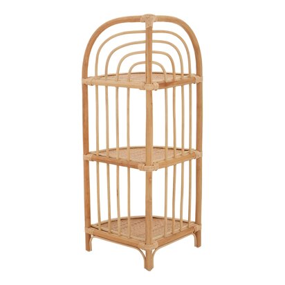 Mataram Three Tier Natural Rattan Corner Shelf Unit