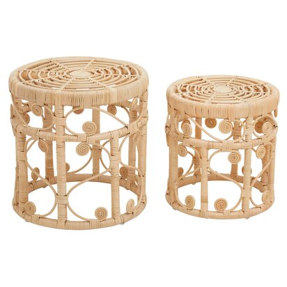 Beaelnell Set Of Two Natural Rattan Tables