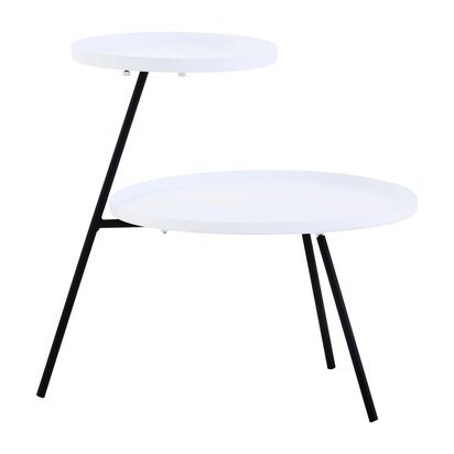 Cleiastead Two Tie White and Black Side Table