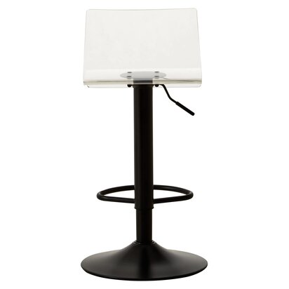 Clelcombe Clear Acrylic Seat Bar Stool with Black Base