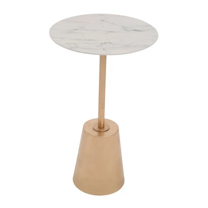 Marorose White Marble Effect Top Gold Base Side Table