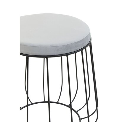 Hayes Grey Velvet  Stool with Black Frame