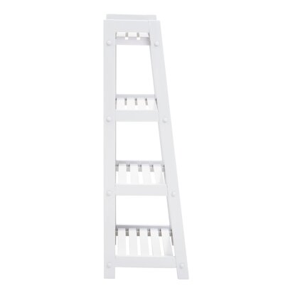 Emonton White Wood Four Tier Shelf Unit