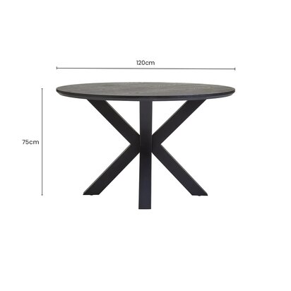 Melowden Black Wood Veneer Round Dining Table With Metal Legs