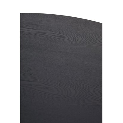 Melowden Black Wood Veneer Round Dining Table With Metal Legs
