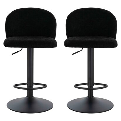 Hariselle Set of 2 Black Textured Fabric Curved Bar Chairs