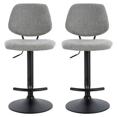 Hariselle Set of 2 Light Grey Textured Fabric Bar Chairs