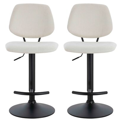 Hariselle Set of 2 Beige Textured Fabric Bar Chairs