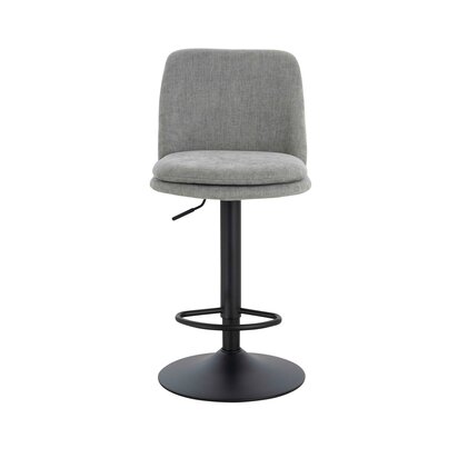 Hariselle Set of 2 Light Grey Textured Fabric Cushioned Bar Chairs
