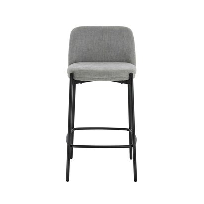 Maxwell Set of 2 Light Grey Textured Fabric Bar Chairs with Black Legs