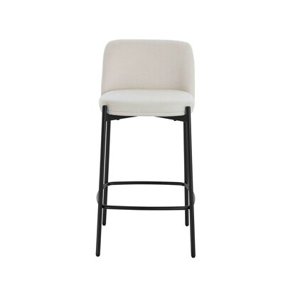 Maxwell Set of 2 Beige Textured Fabric Bar Chairs with Black Legs
