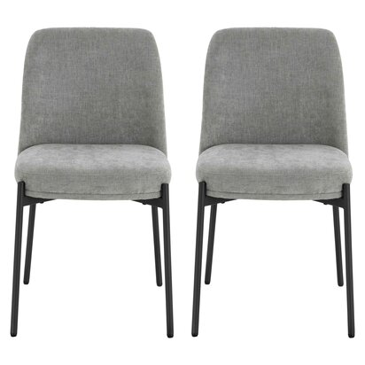 Maxwell Set of 2 Light Grey Textured Fabric Dining Chairs