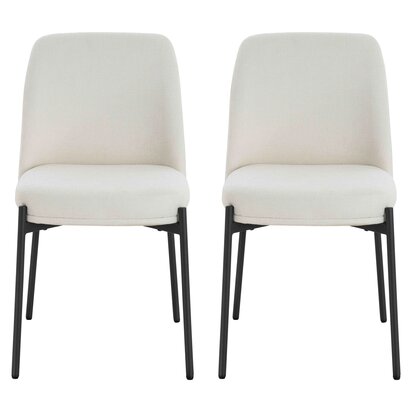 Maxwell Set of 2 Light Beige Textured Fabric Dining Chairs