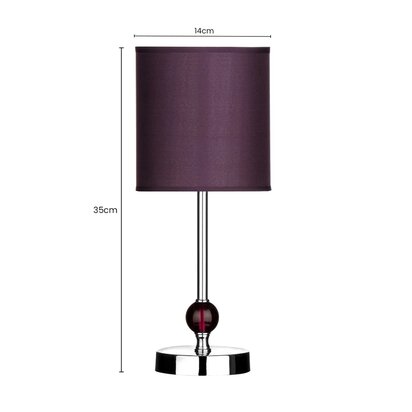 Evaine Chrome Table Lamp with Purple Shade