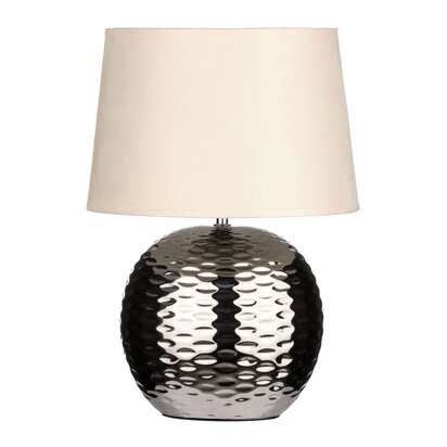 Amiya Dimple Effect Table Lamp in Chrome with Fabric Shade