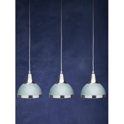 Vermont Three Shutter Blue and Chrome Shade Pendant Light