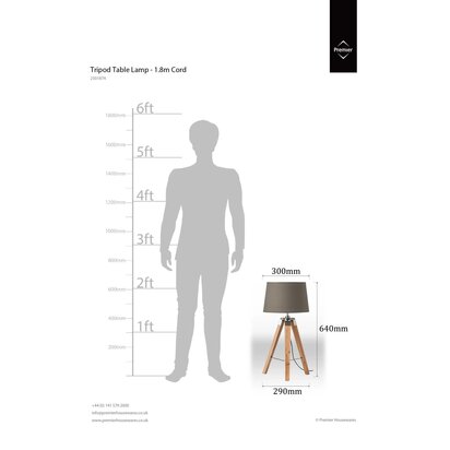 Wiladen Tripod Table Lamp with Light Wood Base