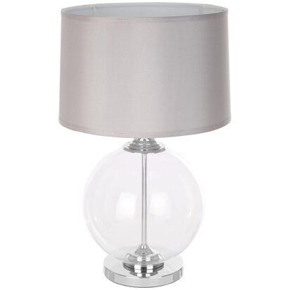 Edna Small Clear Glass Table Lamp with Silver Silk Shade