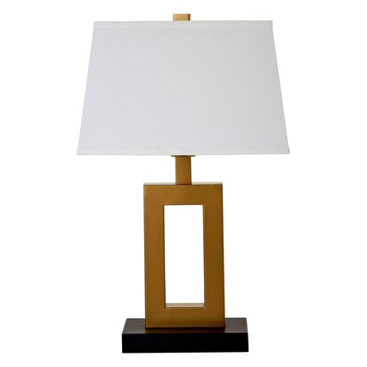 Leora White Fabric Shade with Gold Finish Frame Table Lamp