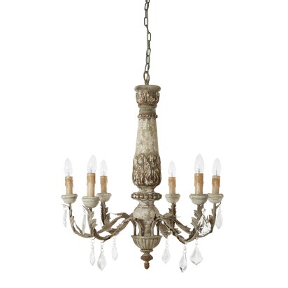 Pavatti Carved Wooden 6 Arm Chandelier