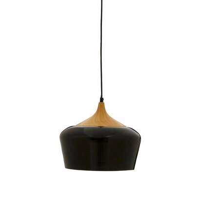 Blayne Black Metal And Wood Effect Pendant Light
