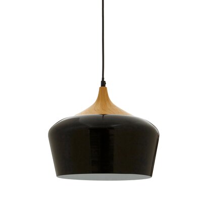 Blayne Black Metal And Wood Effect Pendant Light