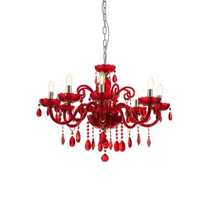 Morano 8 Bulb Red Crystal Glass Chandelier
