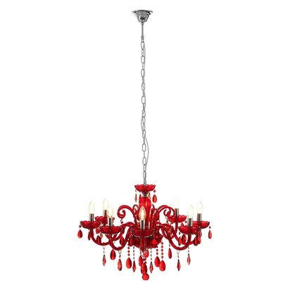 Belenmere 8 Bulb Red Crystal Glass Chandelier