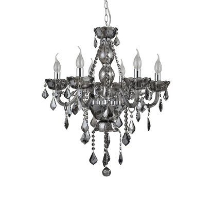 Belenmere 6 Bulb Smoked Crystal Glass Chandelier